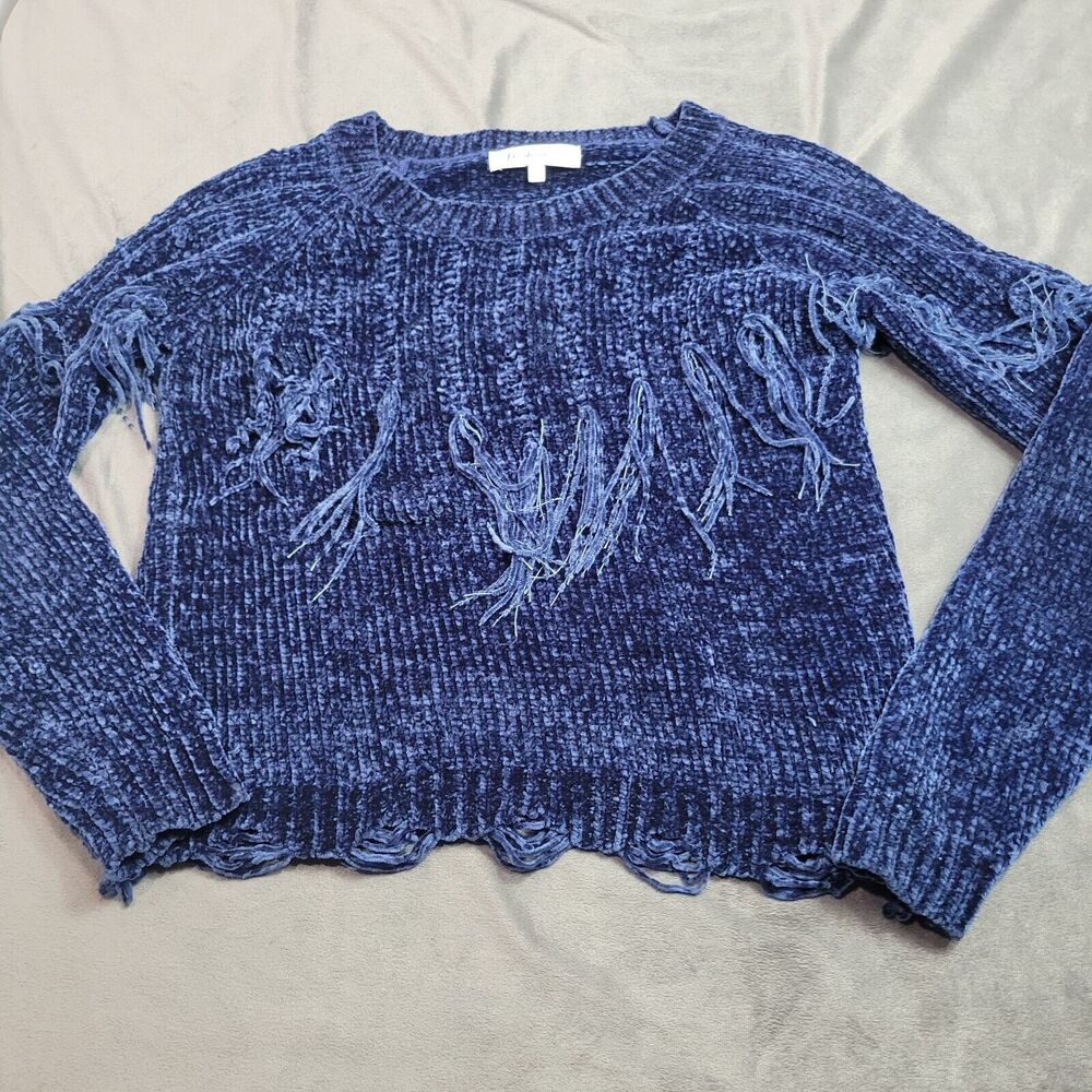 Funkitribe Womens Small Sweater Blue Soft Solid Long Sleeve Boho Fairycore Shirt